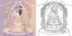 ft - Coloriage Gâteau de Mariage ft