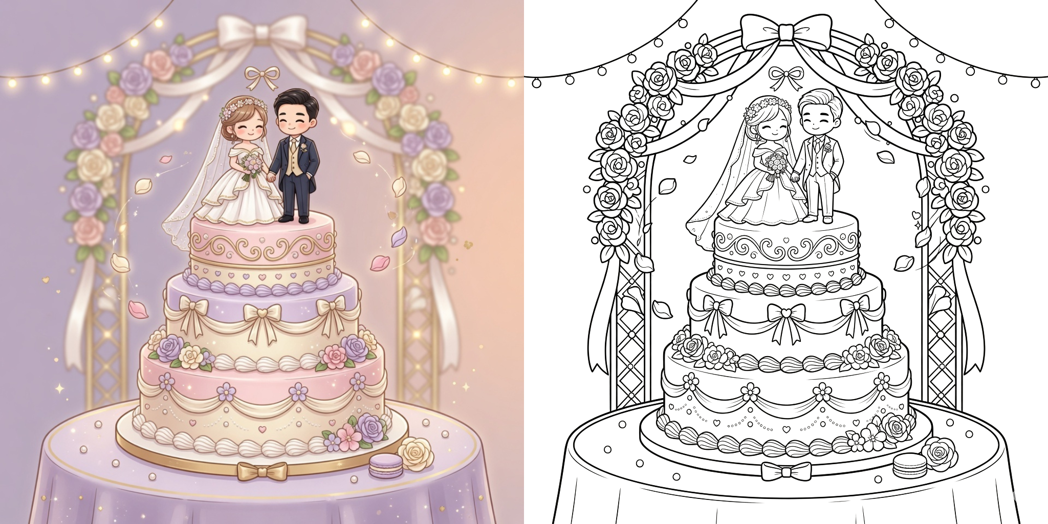 ft - Coloriage Gâteau de Mariage ft