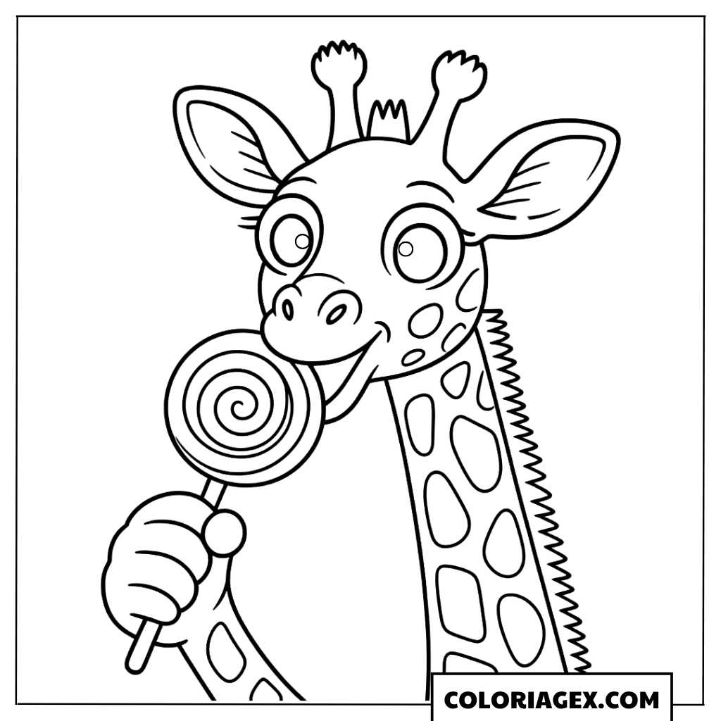 Coloriage Girafe avec sucette