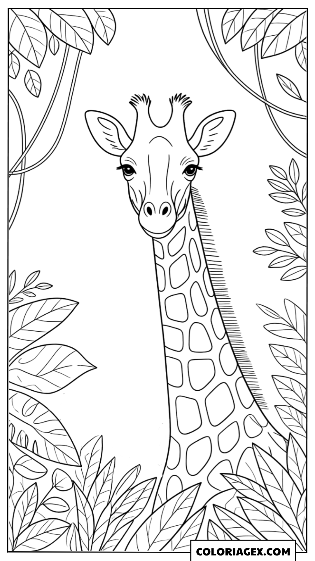 Coloriage Girafe dans la jungle