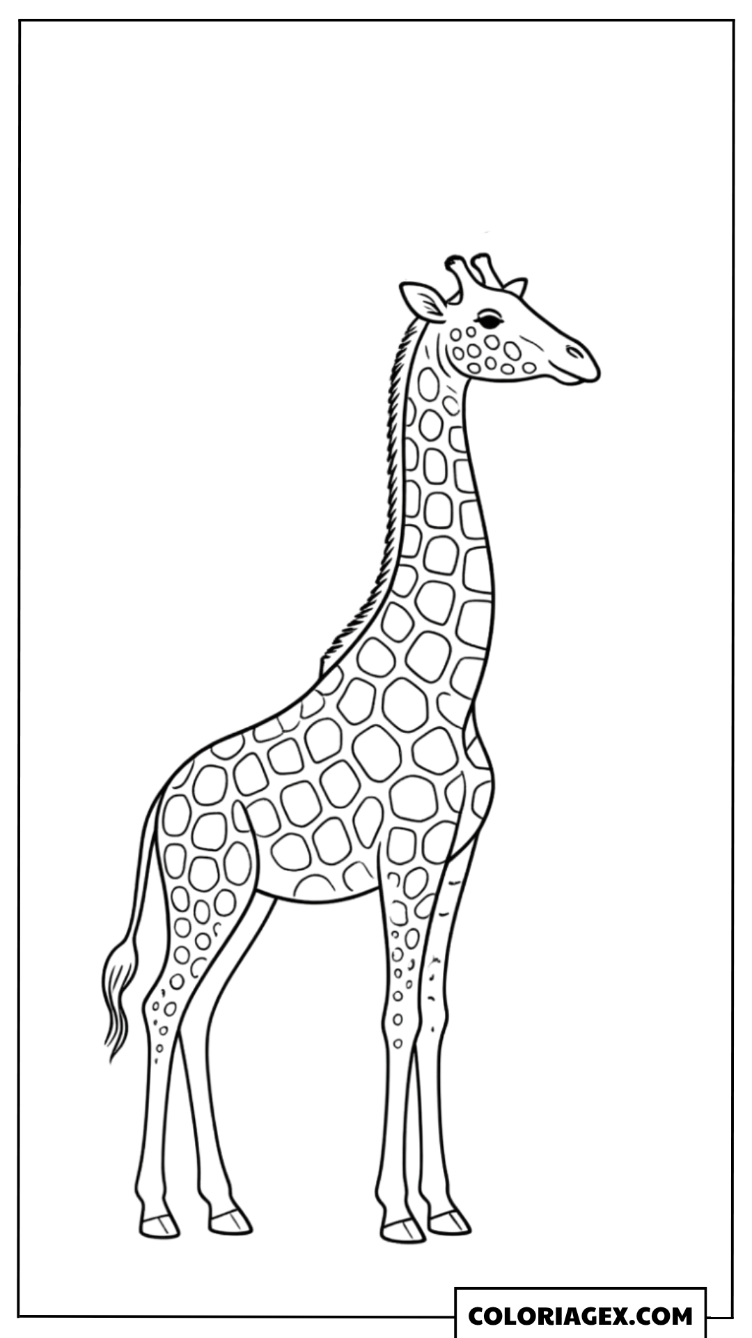 Coloriage Girafe debout dans la savane