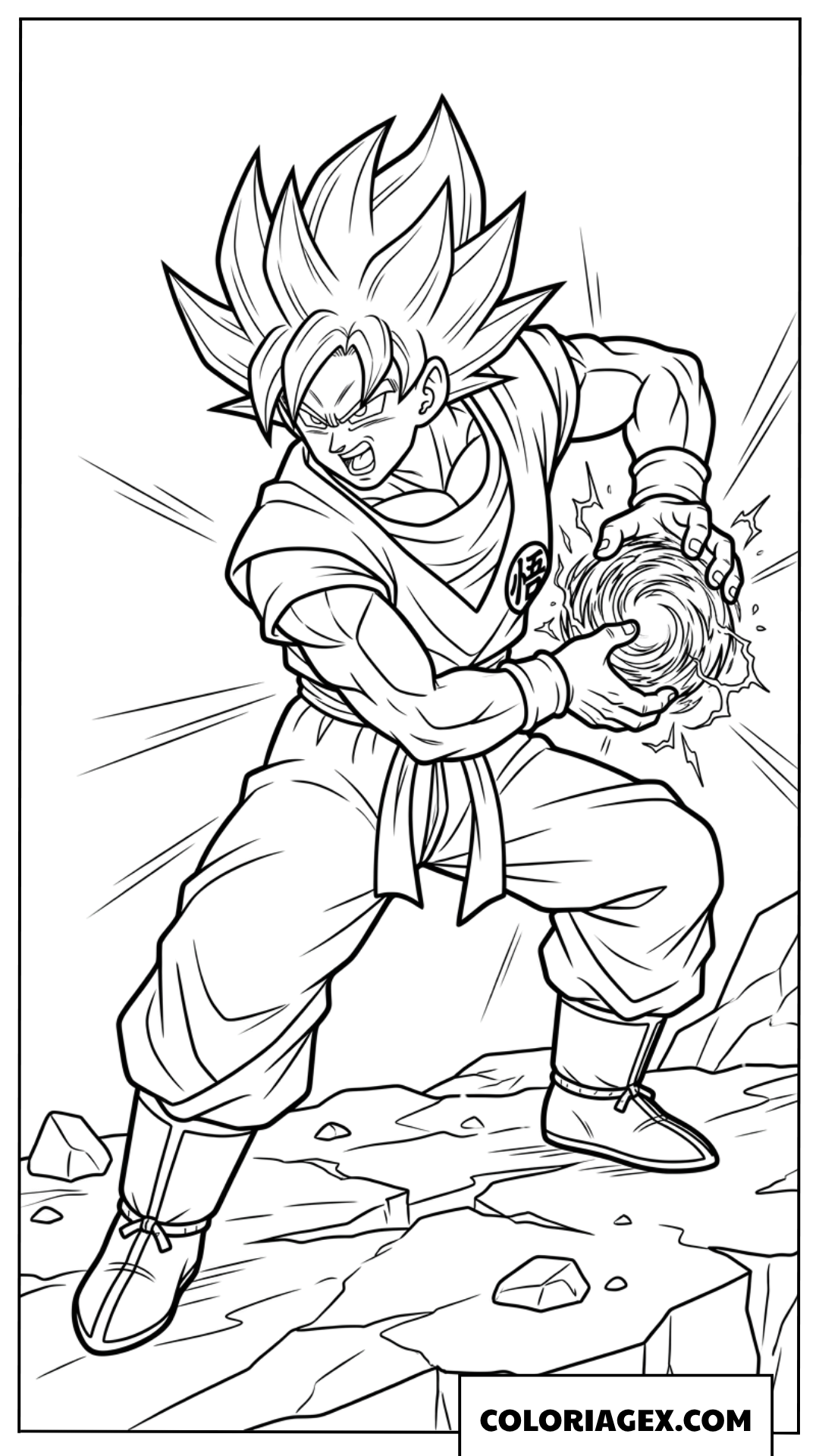 Coloriage Goku préparant le Kamehameha