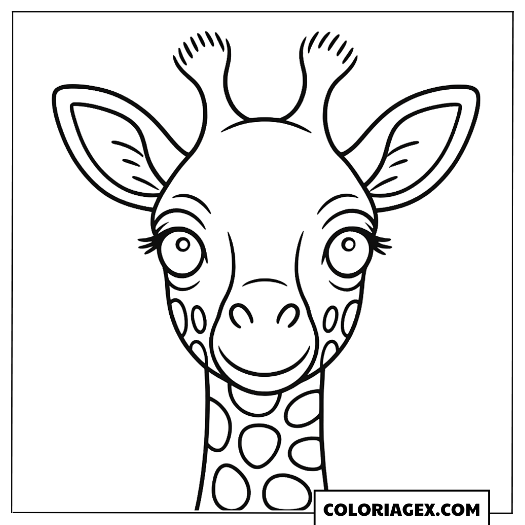 Coloriage Gros plan visage de bébé girafe