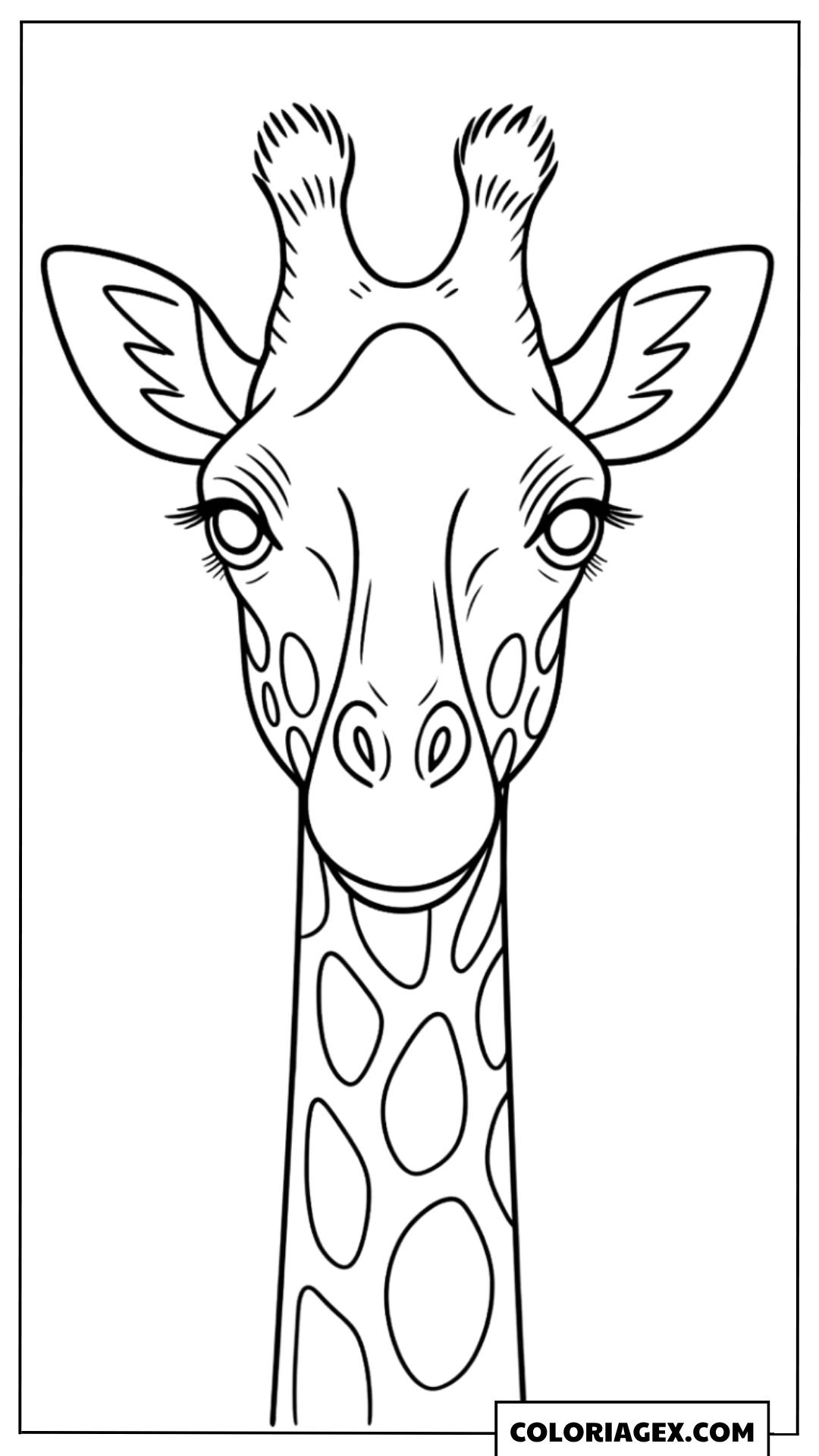 Coloriage Gros plan visage de girafe kawaii