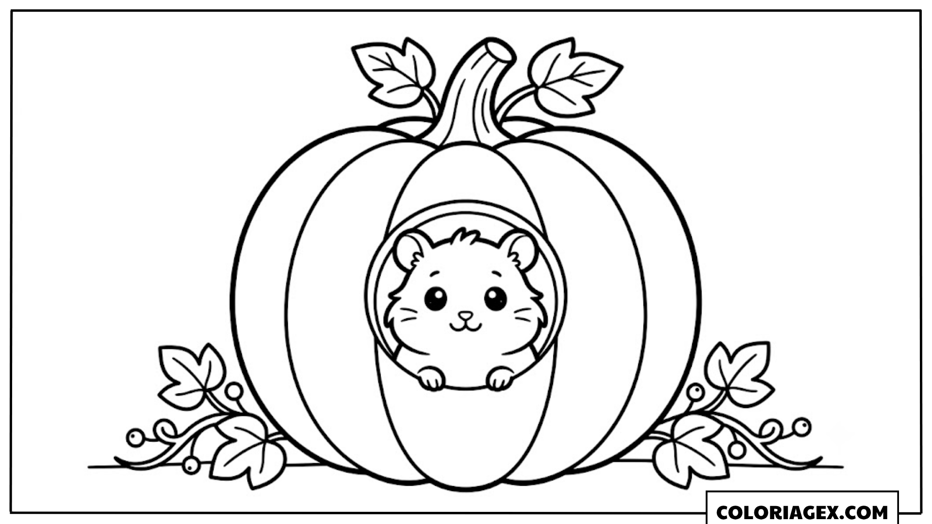Coloriage Hamster dans une Citrouille
