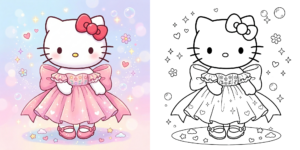 ft - Coloriage Hello Kitty Mode ft