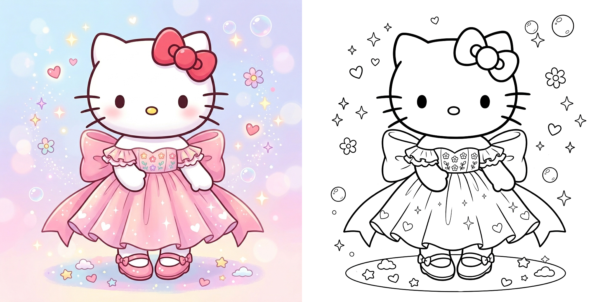 ft - Coloriage Hello Kitty Mode ft