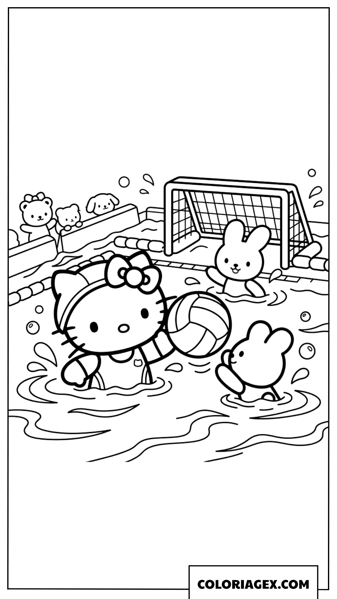 Coloriage Hello Kitty jouant au water polo
