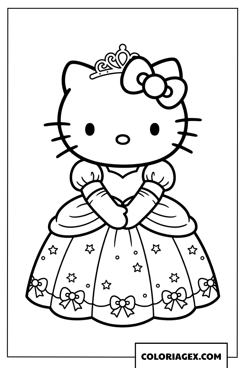 Coloriage Hello Kitty princesse avec une tiare