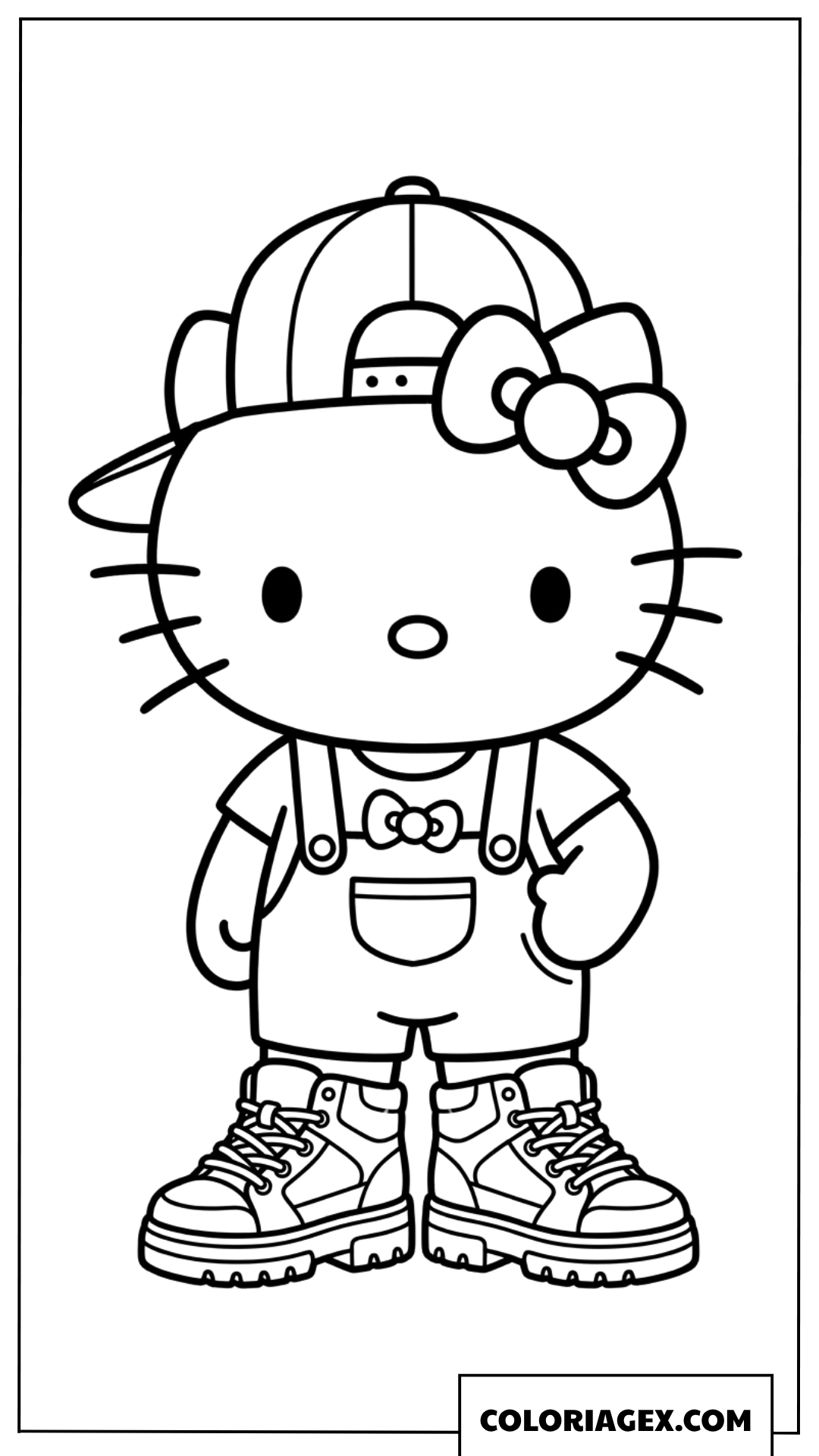 Coloriage Hello Kitty style hiphop décontracté