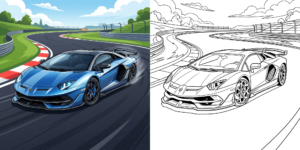 ft - Coloriage Lamborghini de Course ft