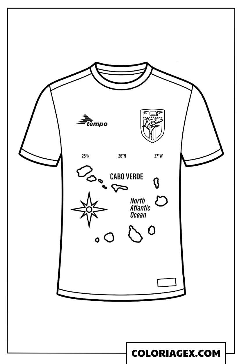 Coloriage Maillot Cap-Vert Coupe du Monde 2026