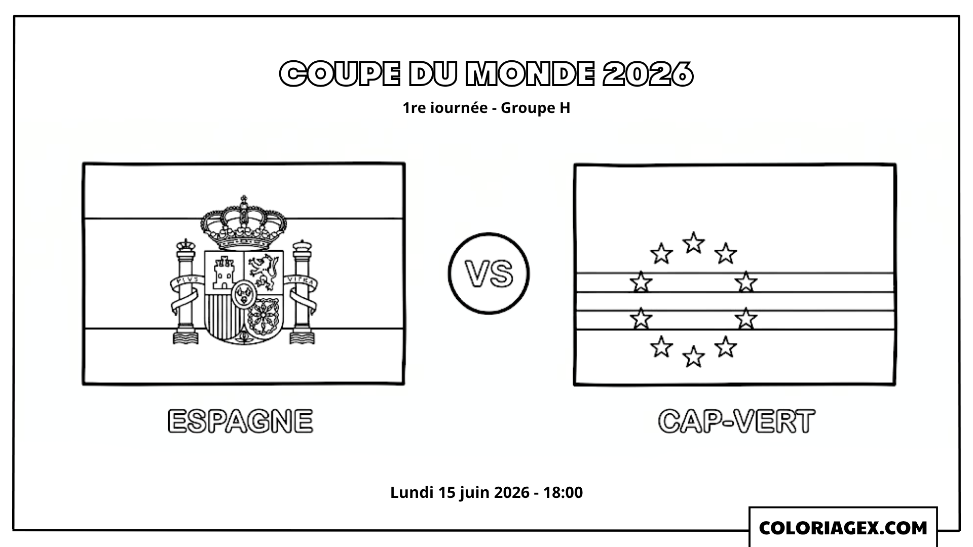 Coloriage Match Espagne vs Cap-Vert Coupe du Monde 2026