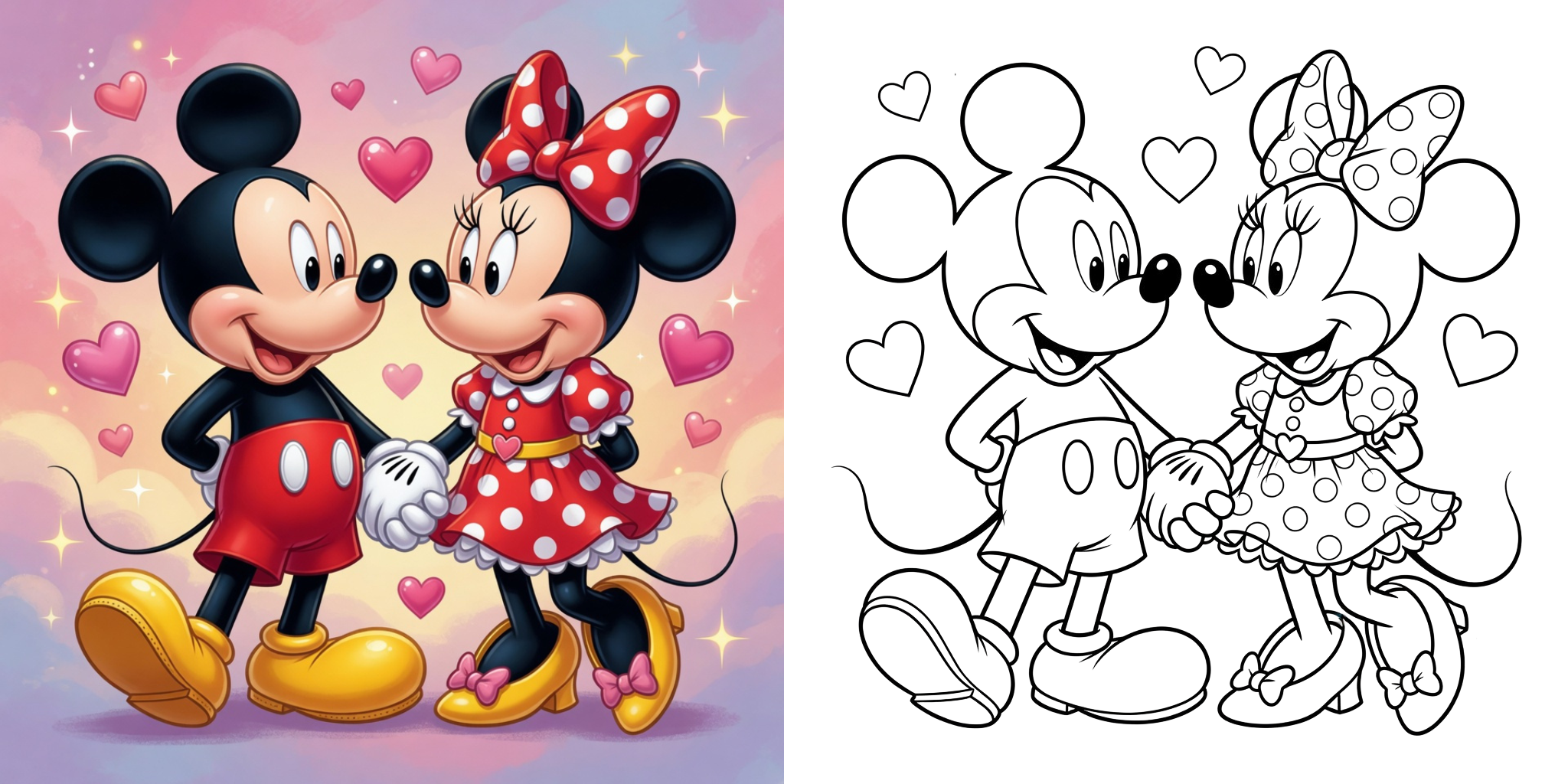 ft - Coloriage Mickey et Minnie ft