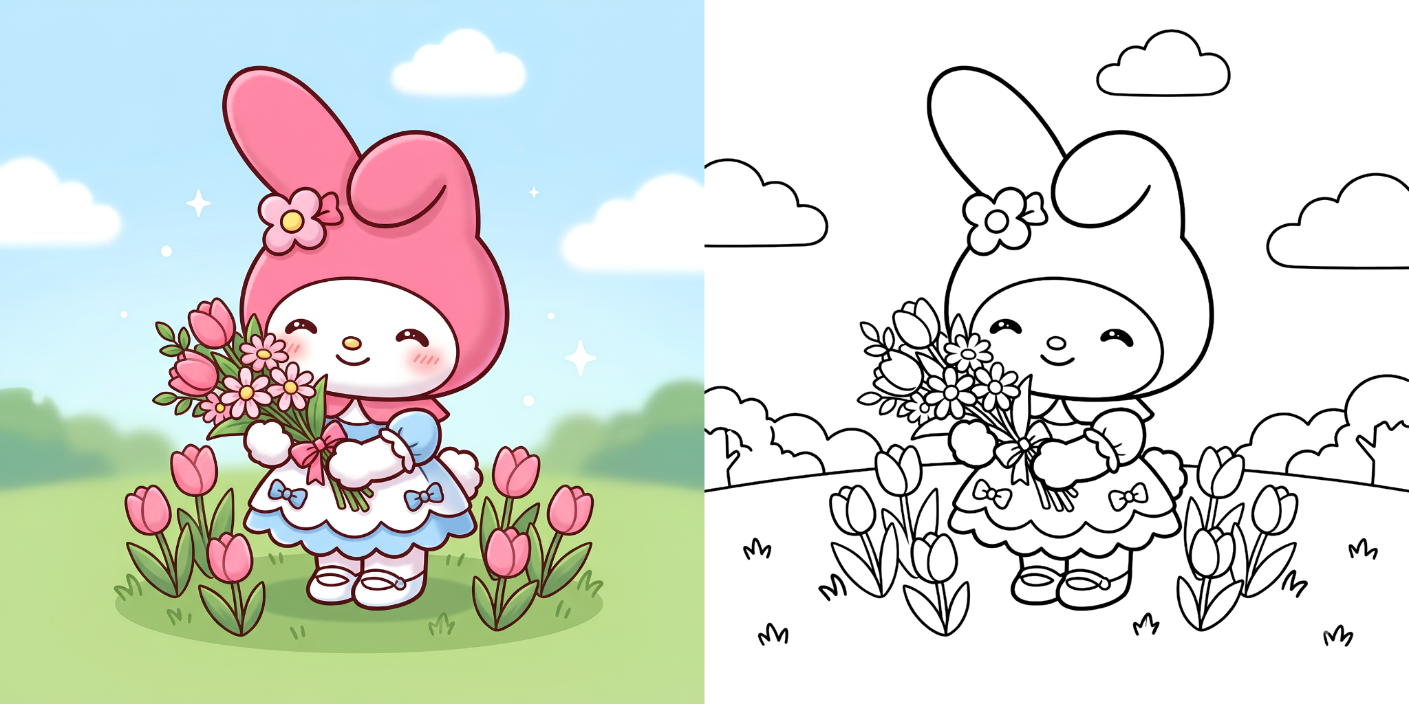 ft - Coloriage My Melody et Fleurs ft