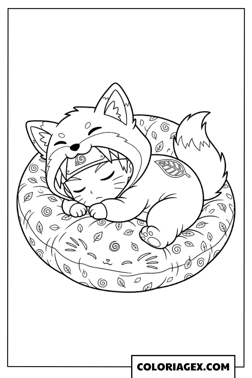 Coloriage Naruto en costume de Kurama kawaii