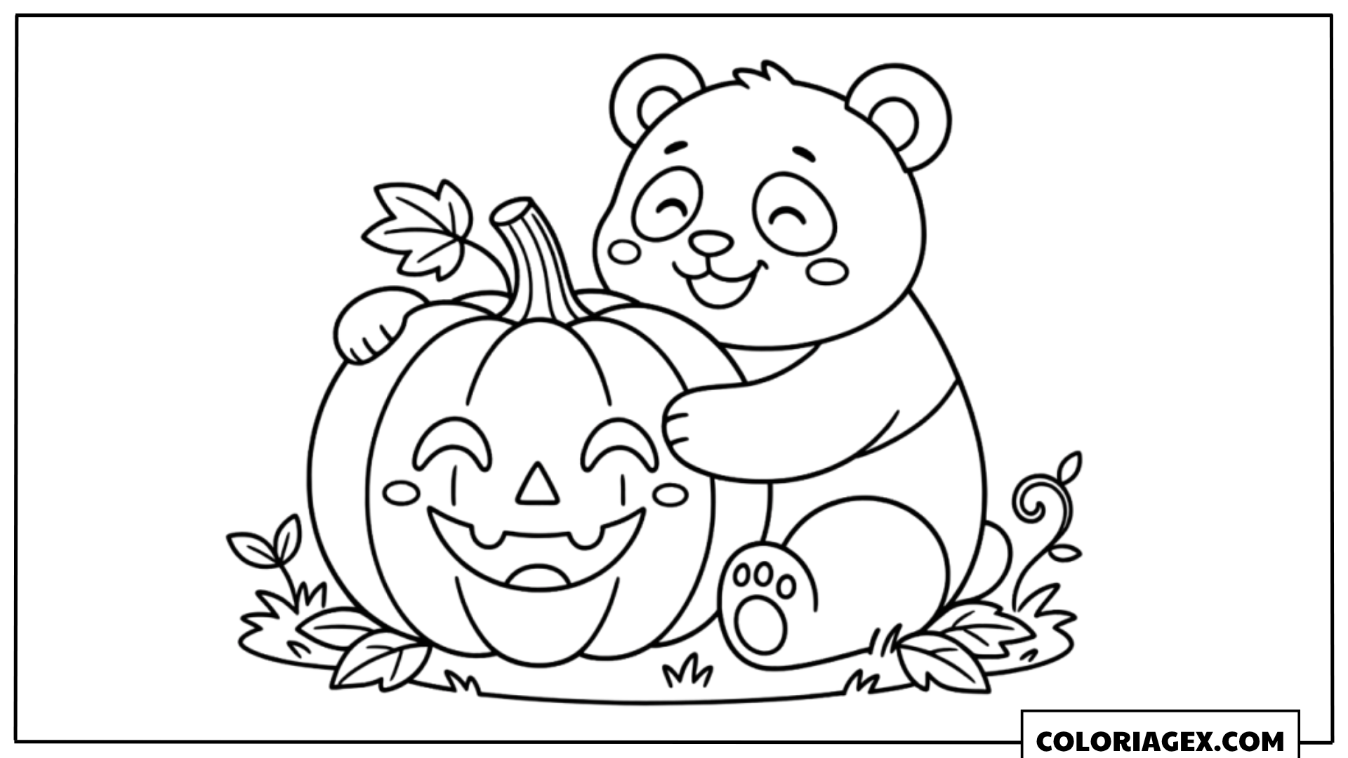 Coloriage Panda et Citrouille