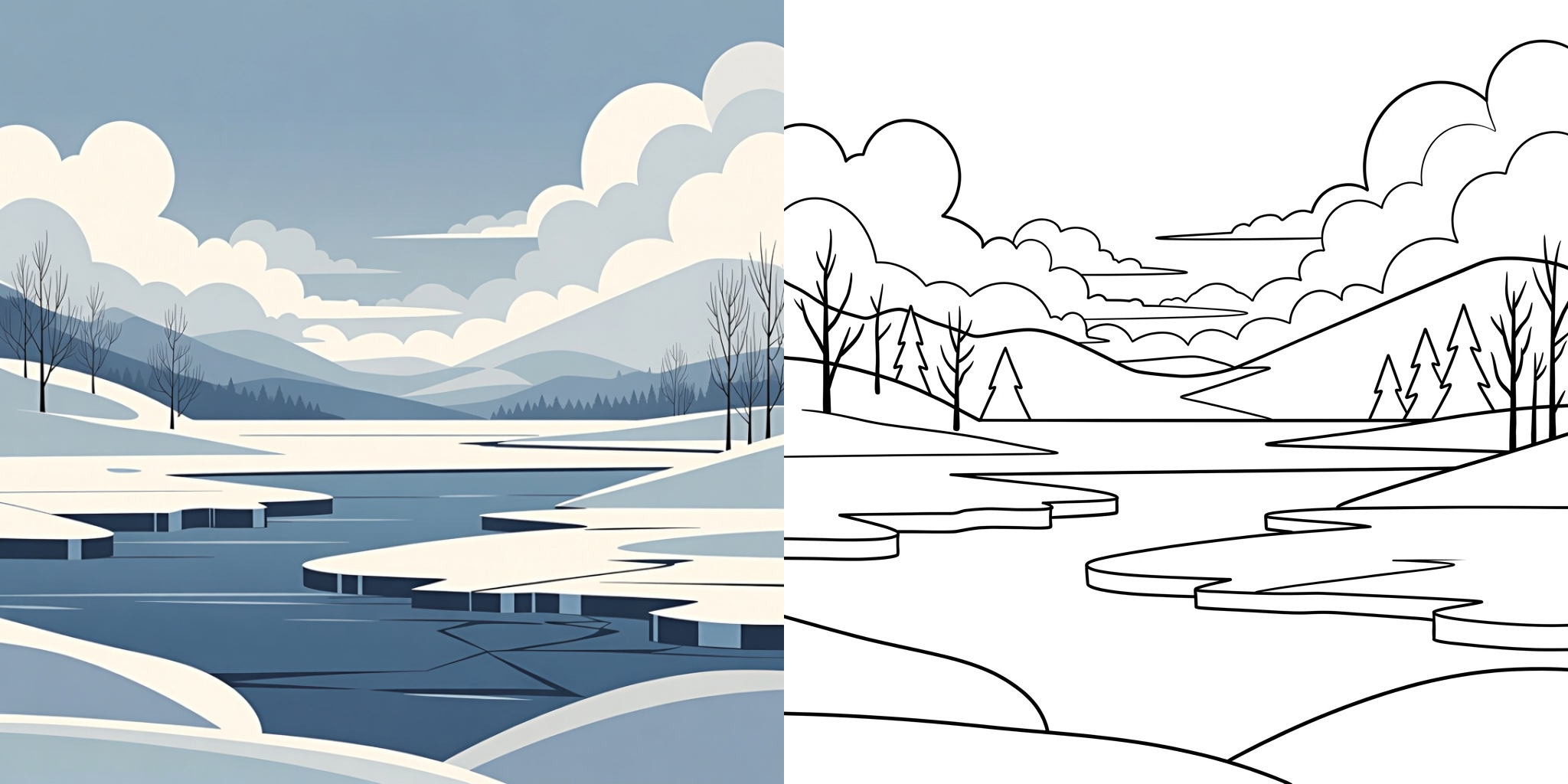 ft - Coloriage Paysage Hiver ft