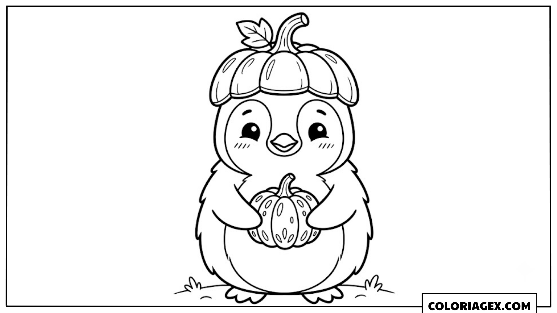 Coloriage Pingouin avec Citrouille