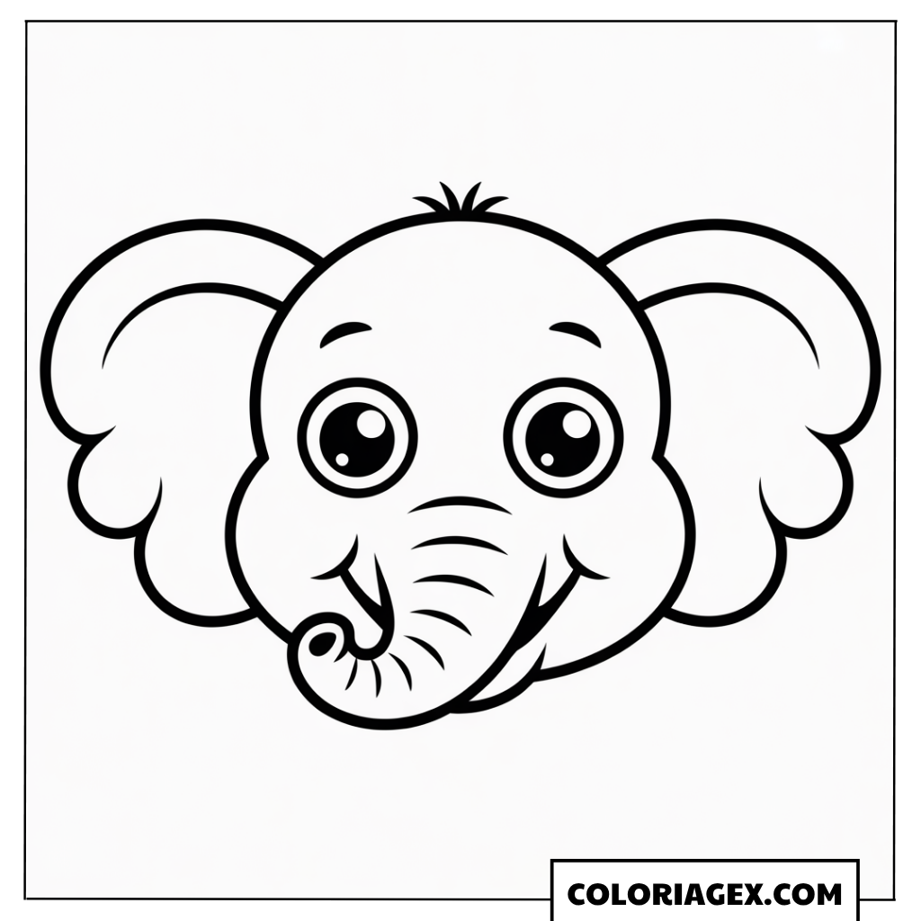 Coloriage Tête d’Éléphant Mignon