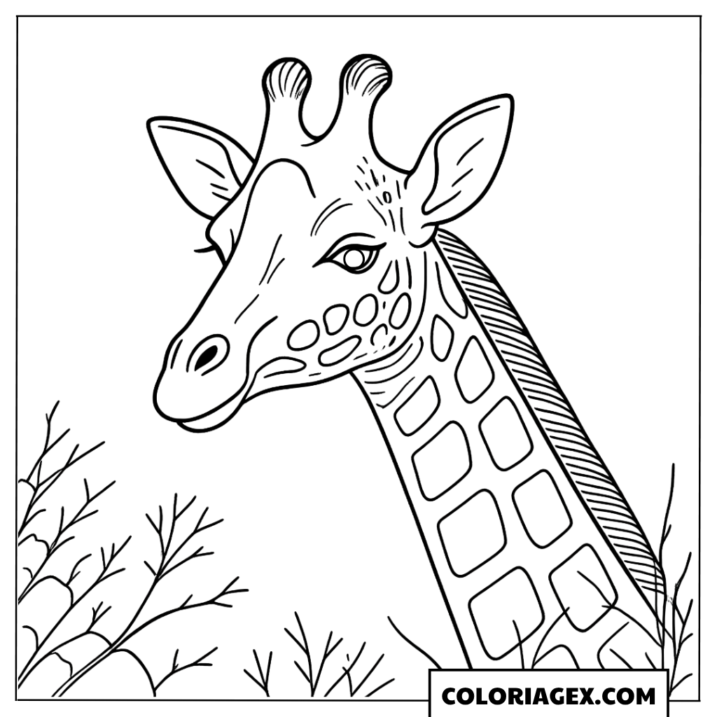 Coloriage Tête de girafe réaliste