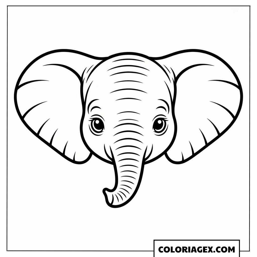 Coloriage Tête éléphant yeux