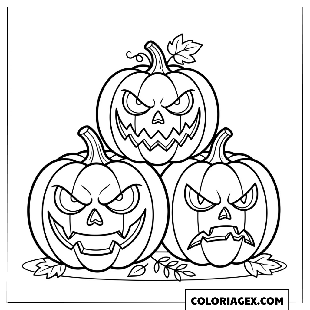 Coloriage Trois Citrouilles Empilées