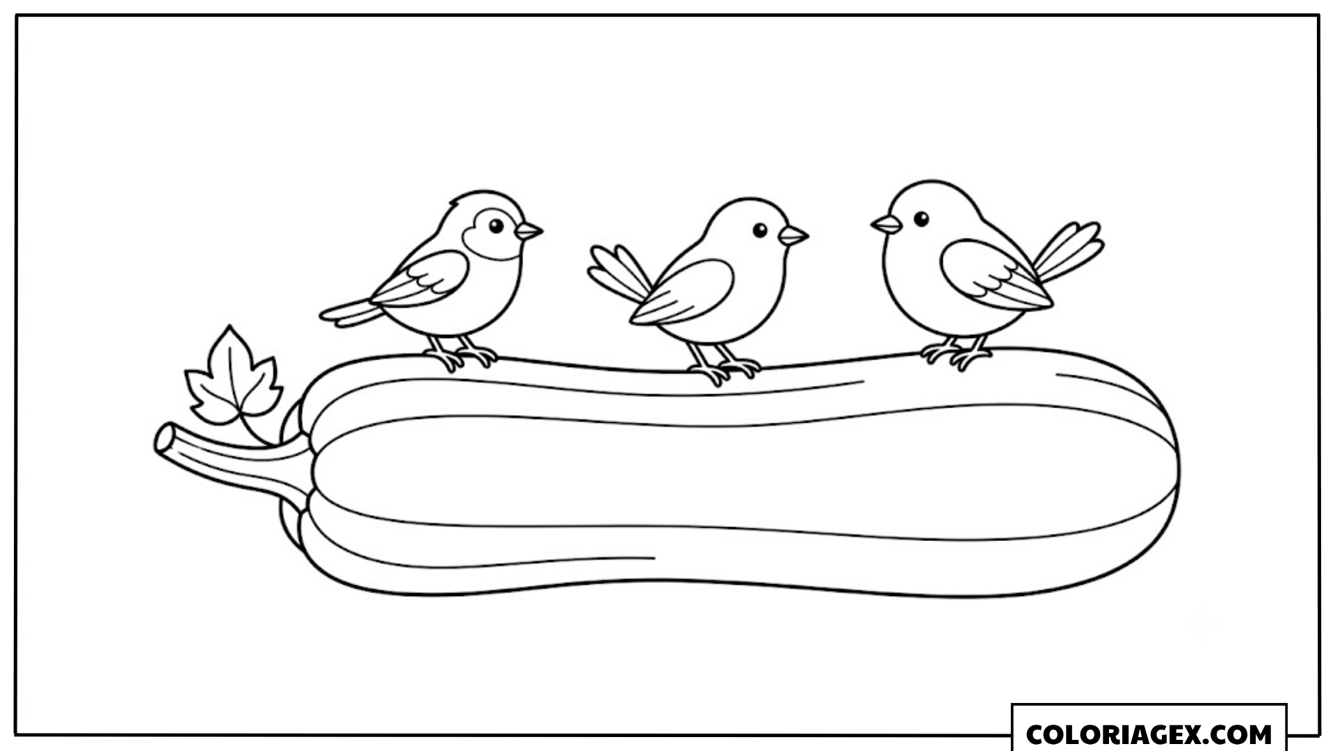 Coloriage Trois Oiseaux sur une Courge