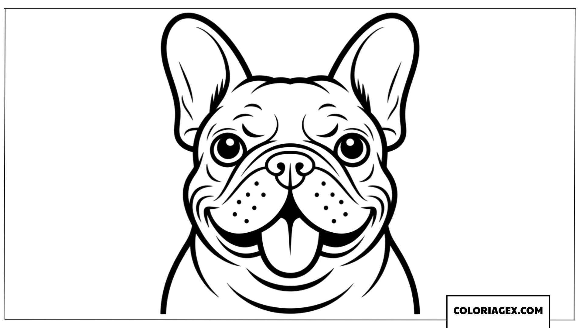 Coloriage adorable bouledogue francais qui tire la langue