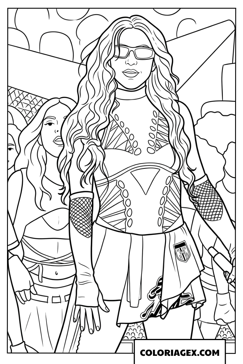 Coloriage chanteuse Shakira sur scene ceremonie d ouverture 2026