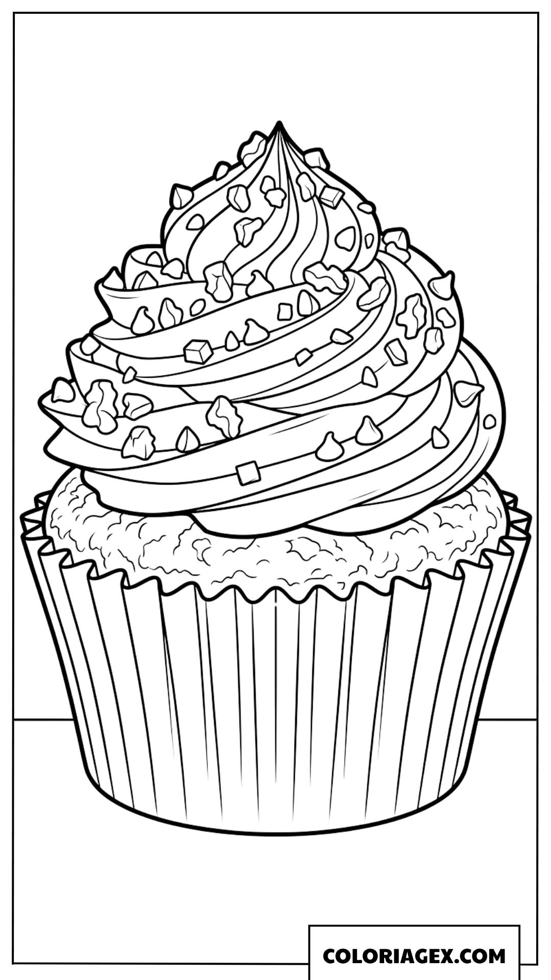 Coloriage d un cupcake riche en pepites de chocolat