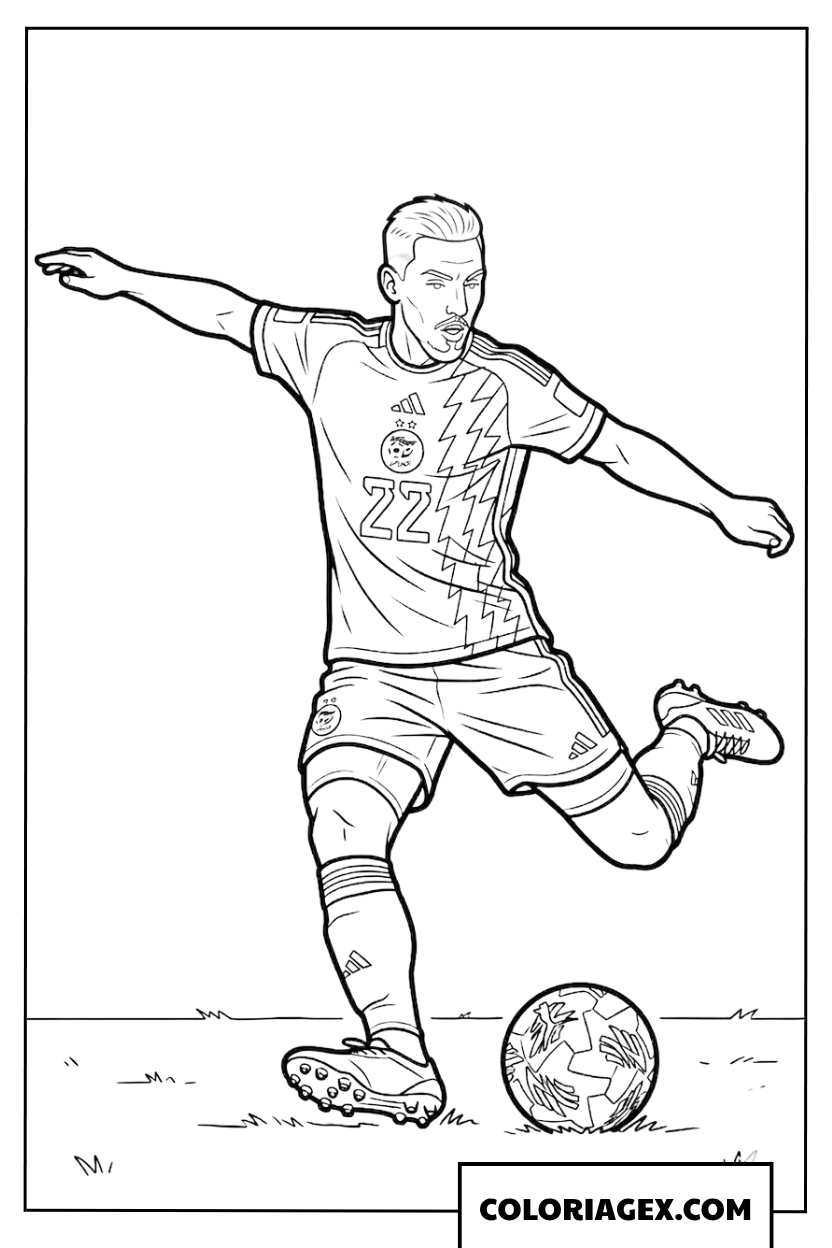 Coloriage d un joueur de l Algerie en plein tir
