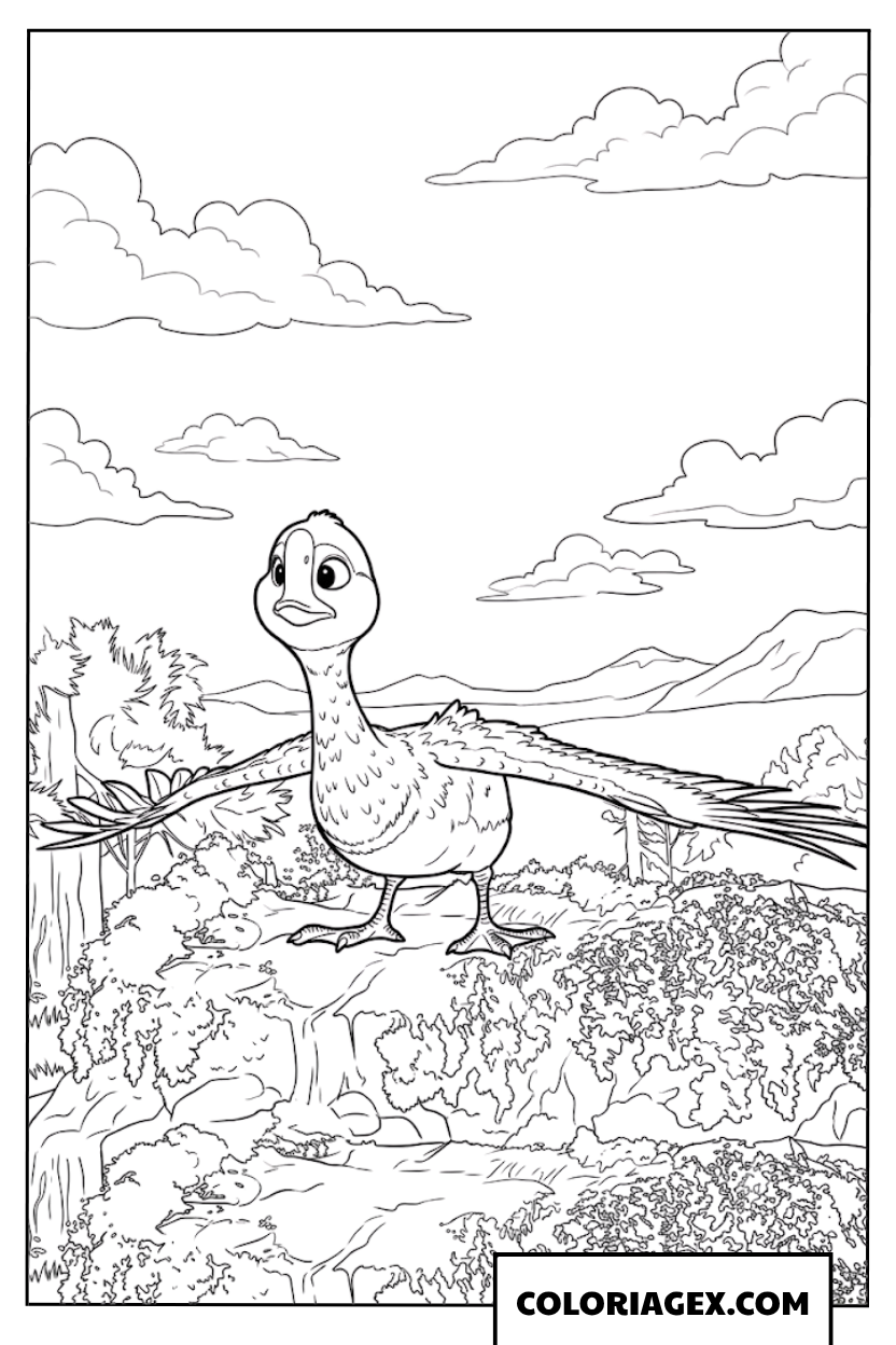 Coloriage de Brightbill apprenant courageusement à voler