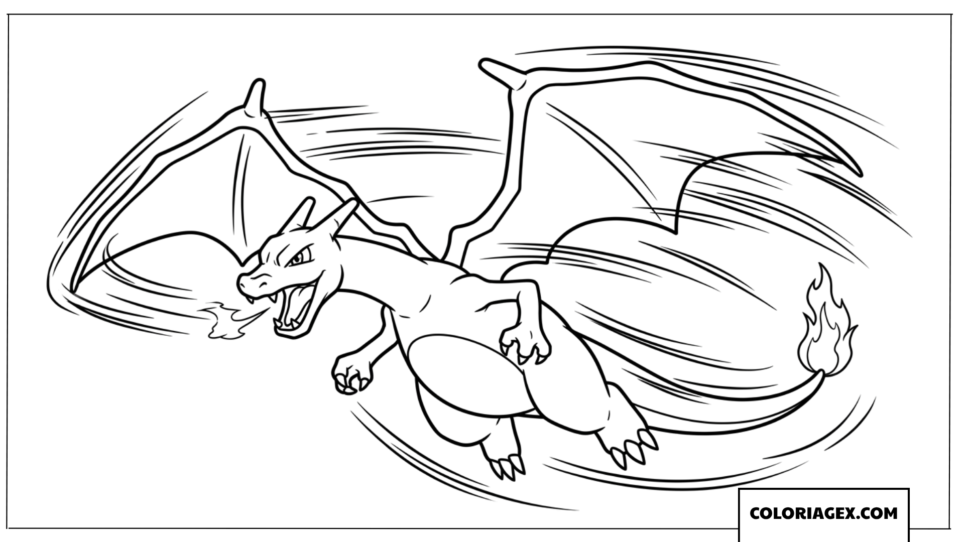 Coloriage de Charizard en plein vol rapide