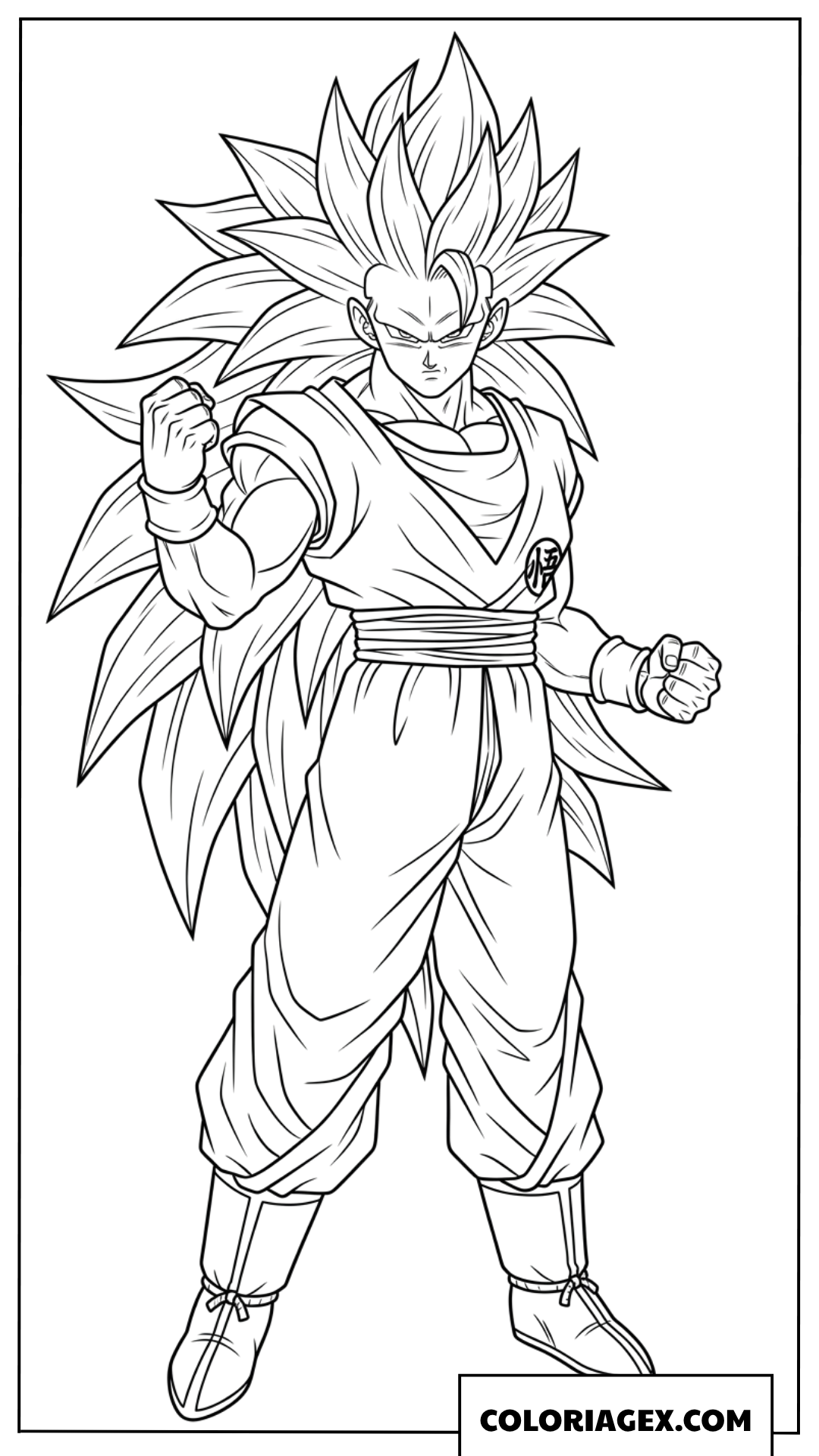 Coloriage de Goku Super Saiyan 3 divin