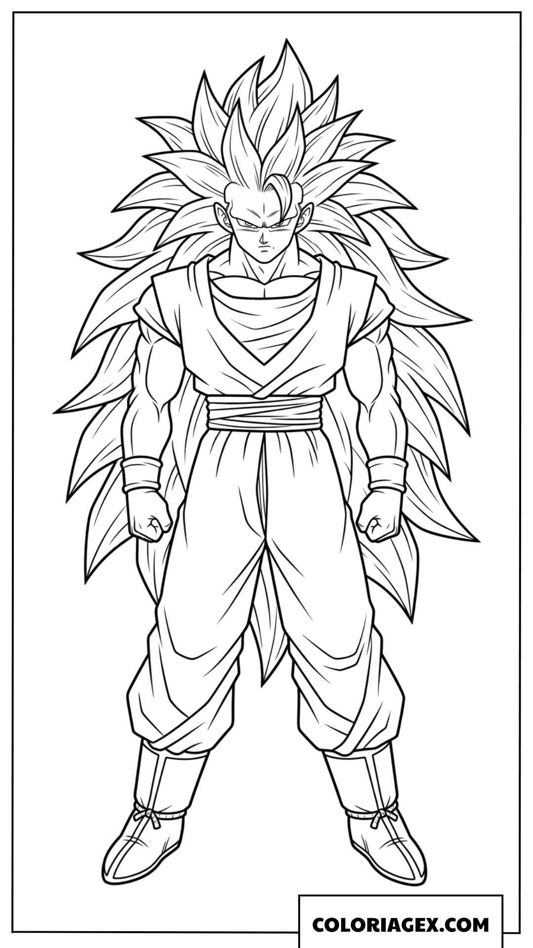 Coloriage de Goku Super Saiyan 3 impressionnant