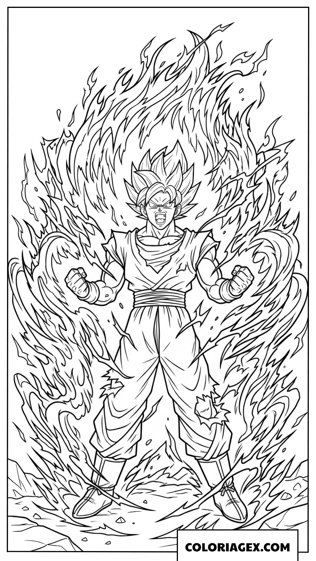 Coloriage de Goku Super Saiyan Blue puissant