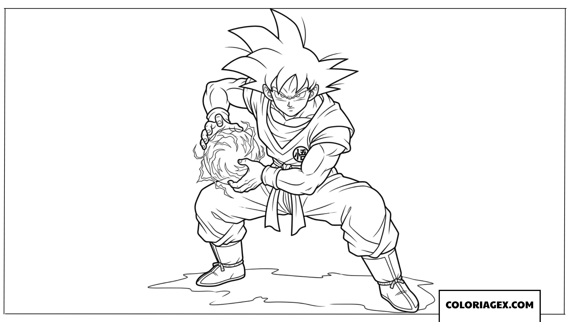 Coloriage de Goku chargeant son Kamehameha
