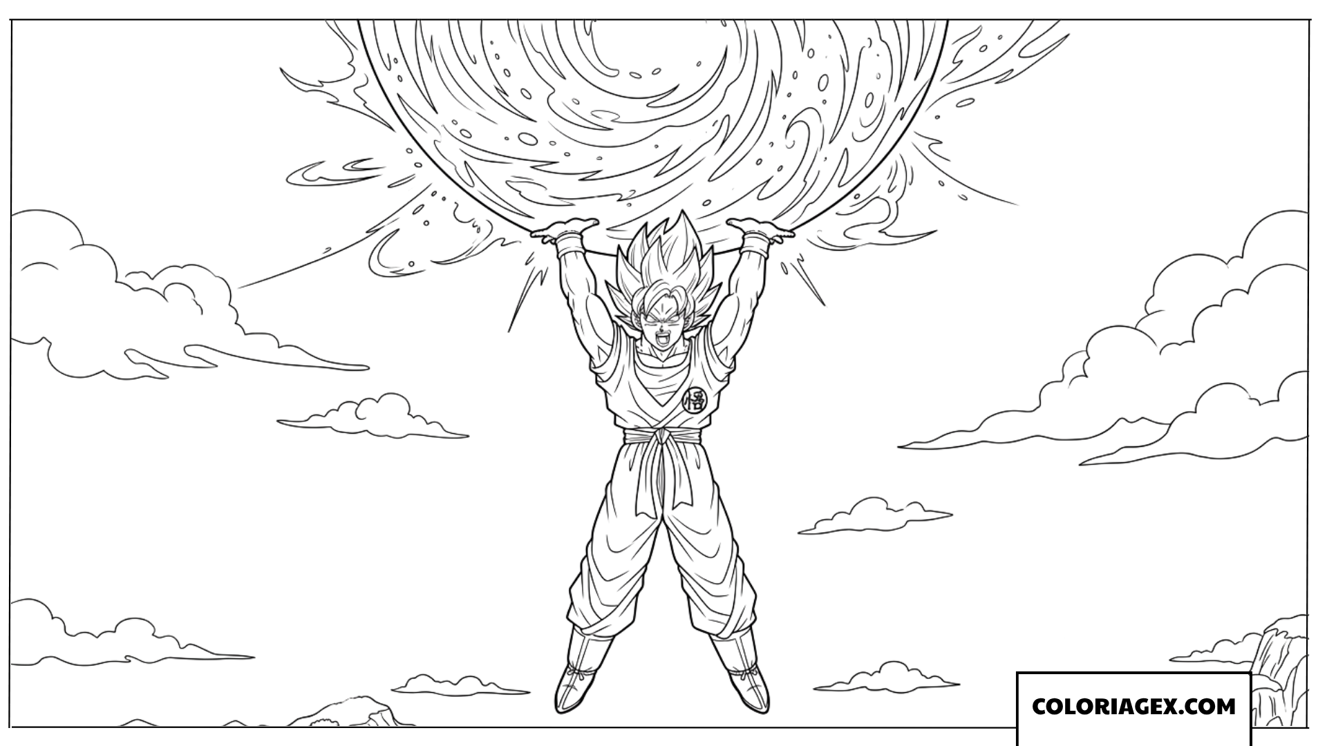Coloriage de Goku formant le Genkidama
