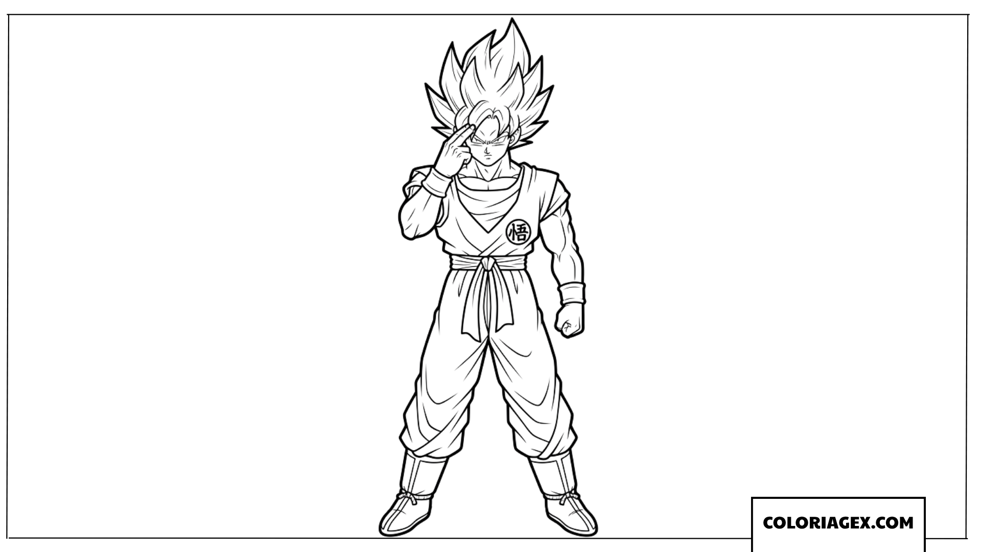 Coloriage de Goku utilisant le deplacement instantane