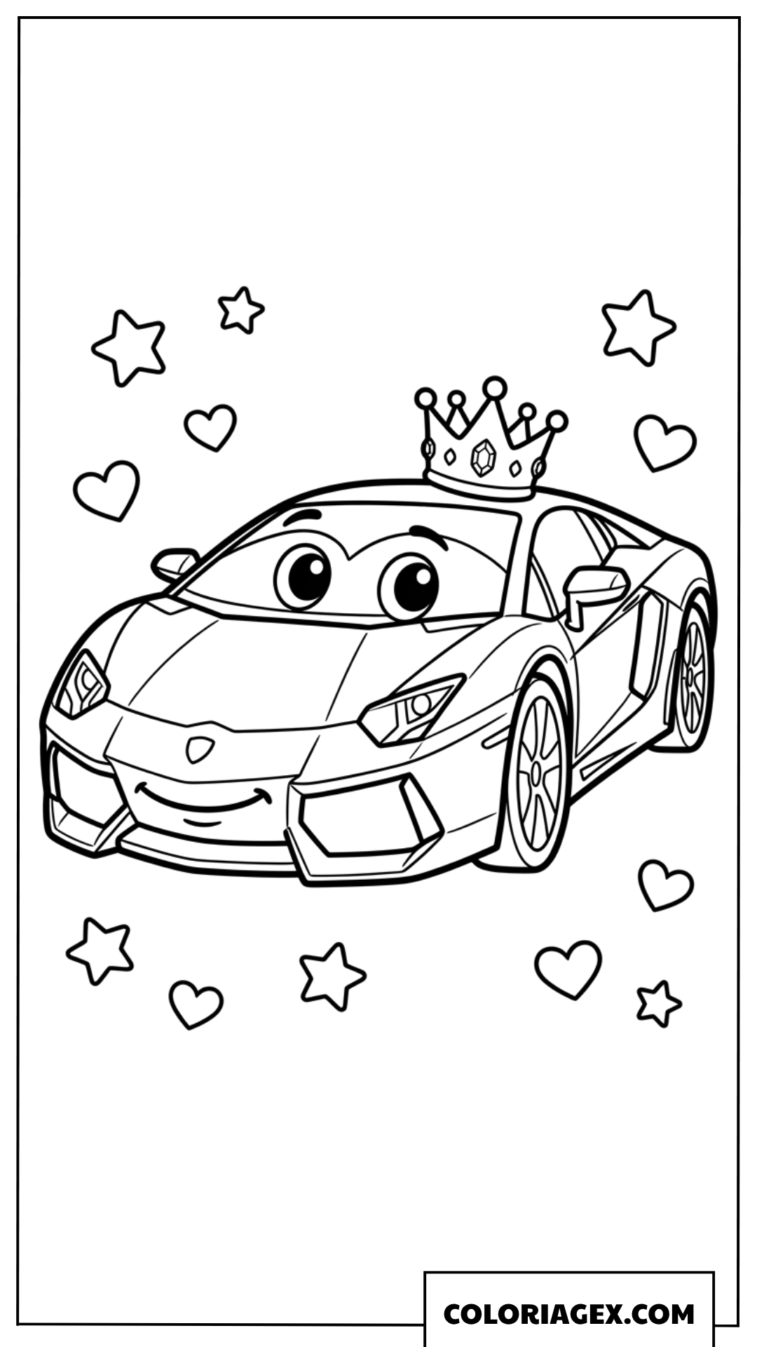 Coloriage de Lamborghini avec une jolie couronne