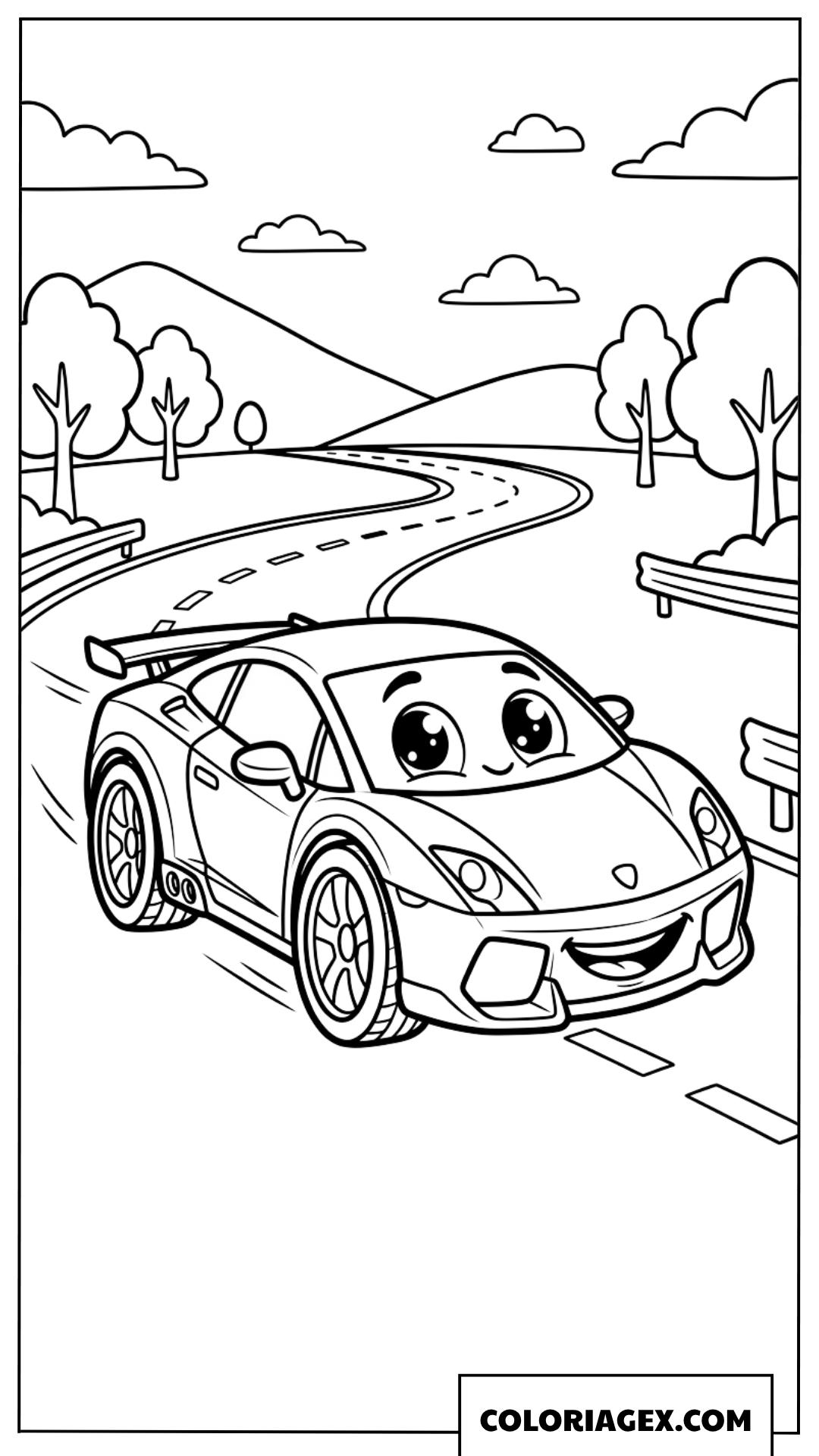 Coloriage de Lamborghini qui roule sur la route