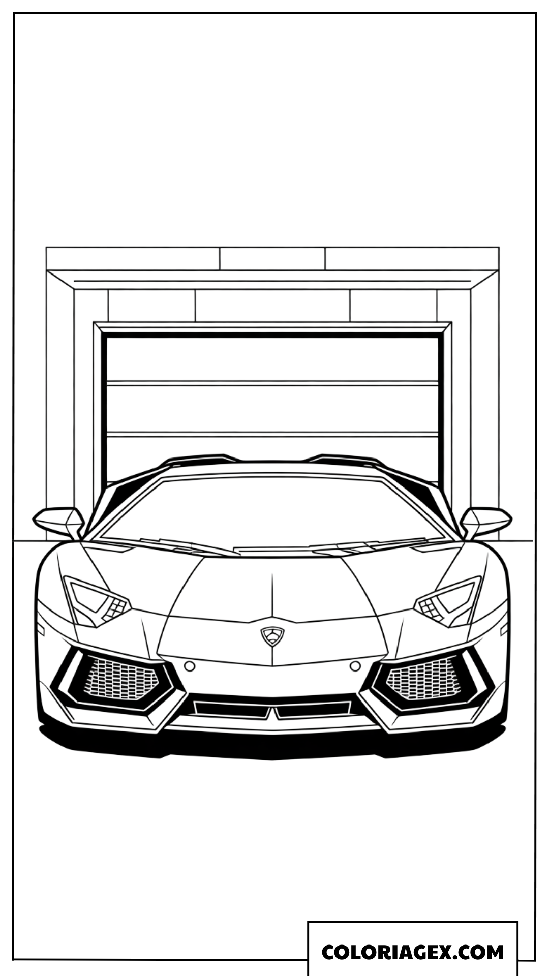 Coloriage de Lamborghini stationnee dans un garage