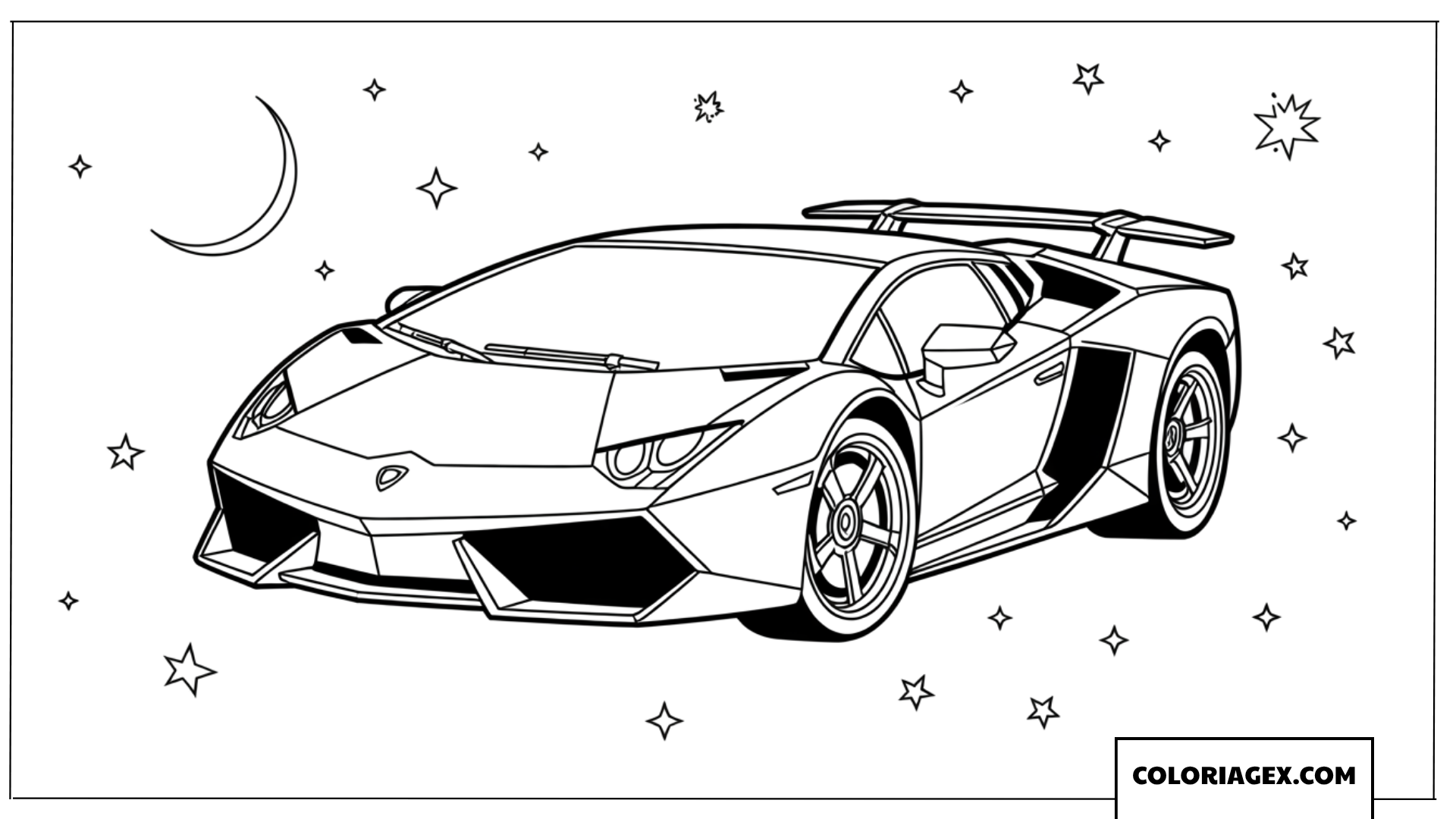 Coloriage de Lamborghini voyageant dans les etoiles