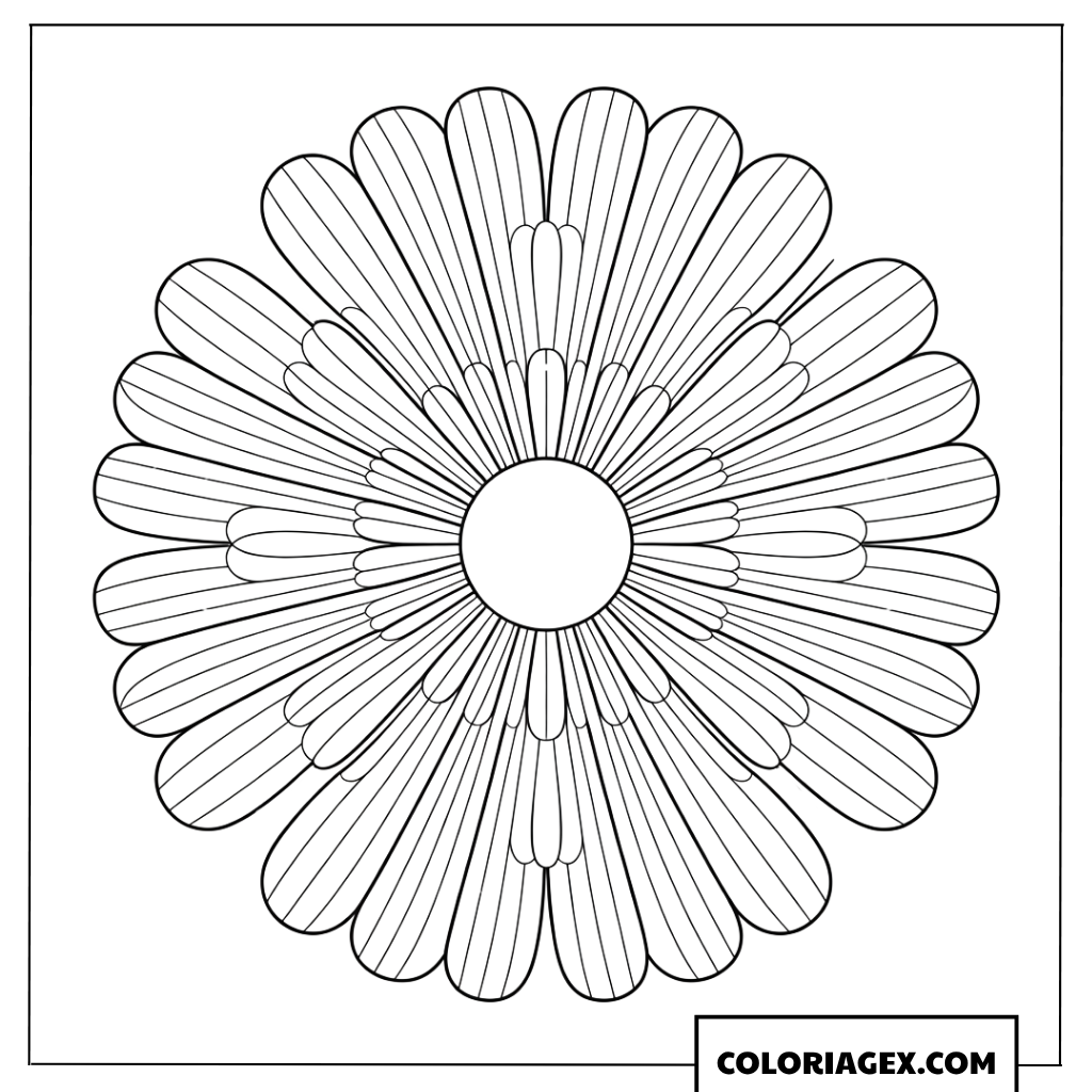 Coloriage de Mandala avec des pétales en pleine floraison