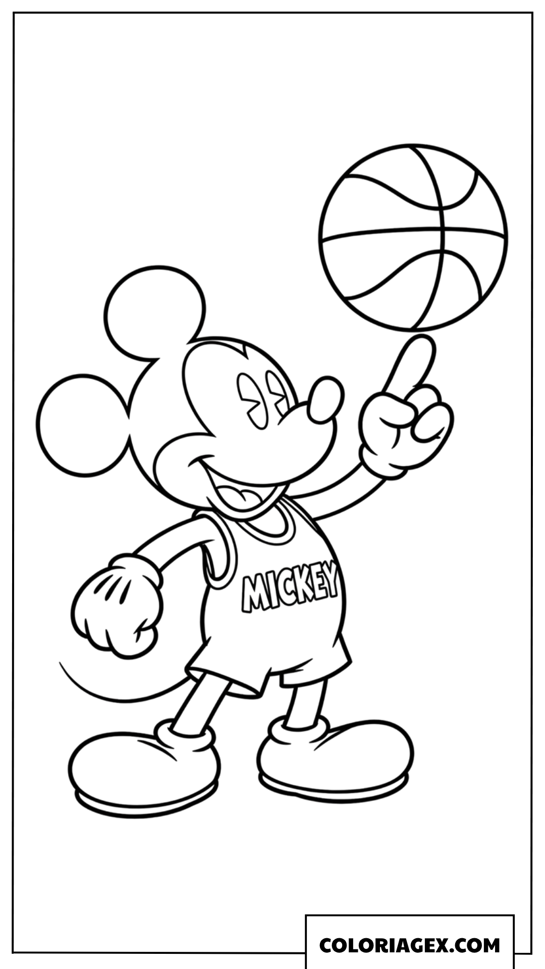 Coloriage de Mickey faisant tourner le ballon