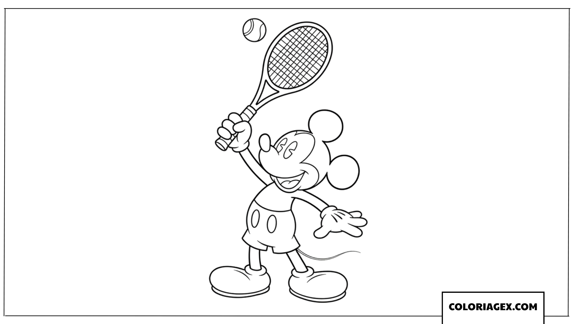 Coloriage de Mickey servant au tennis