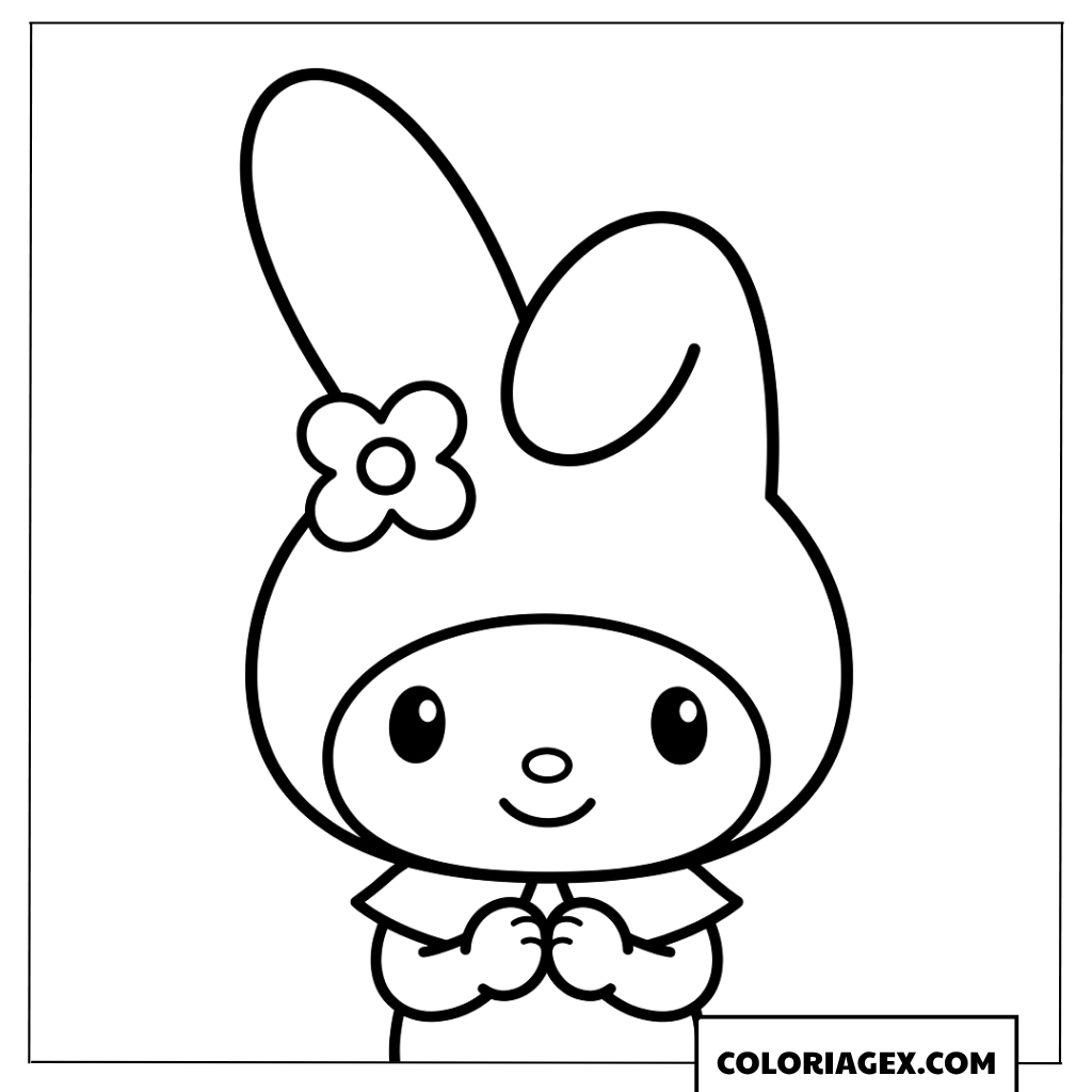 Coloriage de My Melody souriante avec une fleur
