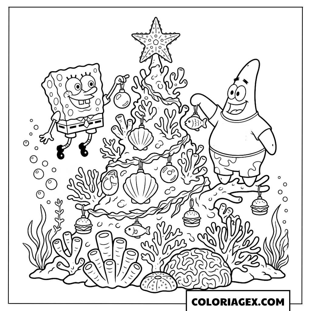 Coloriage de Noël sous-marin