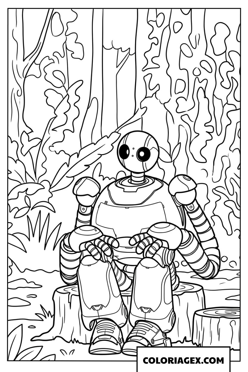 Coloriage de Roz assise tranquillement dans les bois